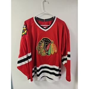 Vintage Chicago Blackhawks Hockey Jersey Mens L CCM Maska 90s NHL Red